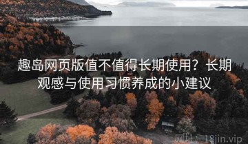 趣岛网页版值不值得长期使用？长期观感与使用习惯养成的小建议