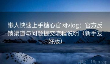 懒人快速上手糖心官网vlog：官方反馈渠道与问题提交流程说明（新手友好版）